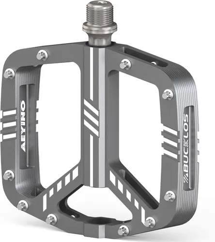 Miniatura 8 de BUCKLOS Pedales planos MTB para bicicleta de montaña, pedales de bicicleta de carretera CNC para adultos con 3 rodamientos, pedal de plataforma