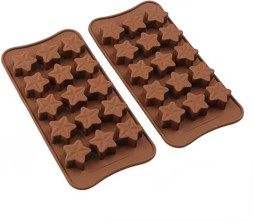 Miniatura 3 de homEdge Molde de chocolate con forma de estrella de 15 cavidades, juego de 4 moldes de silicona antiadherentes para gelatina de chocolate
