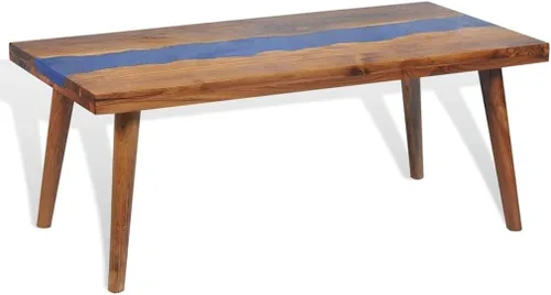 Miniatura 9 de mesa de Centro para sala Mesas de centro Mesa de centro de resina de teca de 39.4 x 19.7 x 15.7 pulgadas, adecuada para salas de estar, balcones