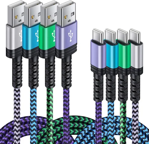 Paquete de 4 cargadores de teléfono de 6 pies tipo C Android cable de carga rápida para Samsung Galaxy Note 20/21 Ultra 10, S21 S20 Plus S21 Ultra