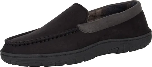 Hanes, pantufla tipo mocasín para hombre con suela de espuma viscoelástica para uso en interiores y exteriores, y protección contra olores.