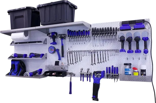 Miniatura 8 de OmniWall Weekend Warrior Ultimate Tool Kit - Sistema de Almacenamiento de Pared de Tablero de Clavos de Metal de 96" x 32" Negro/Naranja