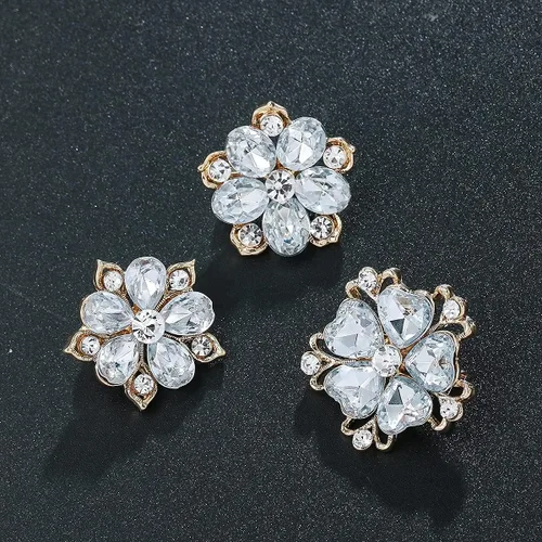 Miniatura 3 de Lote de 12 piezas de broche de flores de diamantes de imitación de cristal surtido para mujeres, kit de ramo de boda nupcial DIY