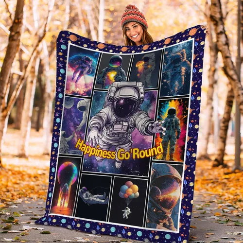 Miniatura 5 de Manta de astronauta de franela de galaxia espacial, manta de felpa acogedora decoración del universo cósmico, manta de forro polar, regalos