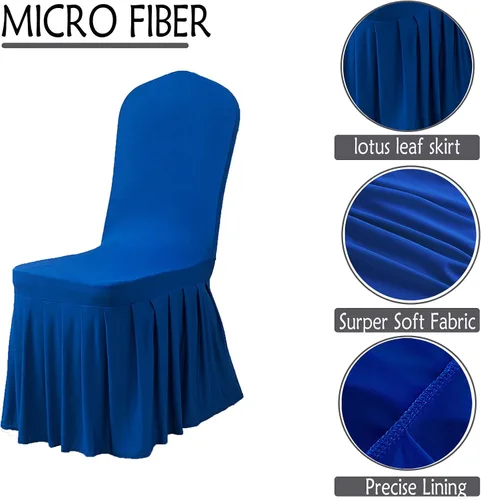 Miniatura 3 de Dimatic Juego de 2 fundas elásticas para sillas de comedor, fundas Parsons con falda, de elastano súper ajuste, funda protectora de asiento para Azul