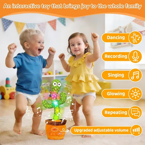 Miniatura 5 de Juguete de cactus que habla bailando, juguete de cactus que imita el canto del bebé, repite lo que dices, juguetes musicales interactivos para niños