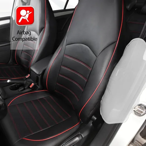 Miniatura 3 de TOYOUN fundas clásicas universales de cuero sintético para asiento delantero de automóvil, fundas de asiento tipo cubo de respaldo alto - Se adaptan