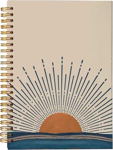 Miniatura 7 de VNWEK Cuaderno abstracto bohemio en espiral de 5.5 x 8.3 pulgadas, diseño bohemio de mediados de siglo, con tapa dura, para notas de trabajo