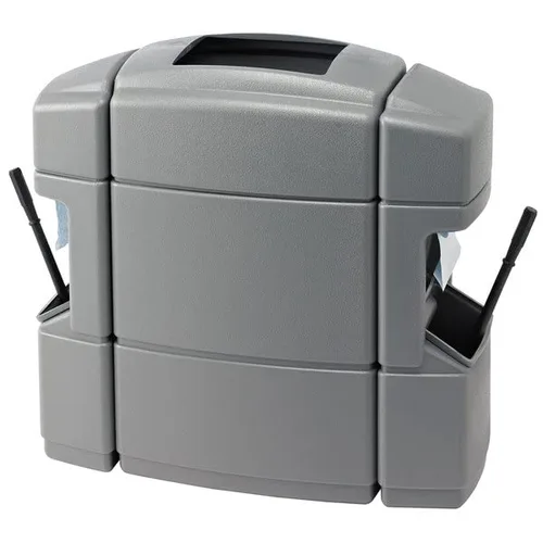 Miniatura 4 de Contenedor de basura negro de 28 galones con dispensador de toallas, escobilla de goma y estación de lavado de parabrisas, cubo de basura, papelera