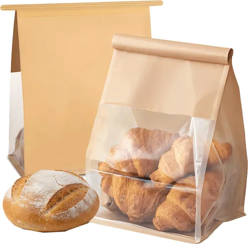 Miniatura 8 de 50 bolsas de pan de 8.6 pulgadas con cierre de alambre, bolsas grandes para pan hechas de papel de algodón marrón, bolsa de almacenamiento y empaque