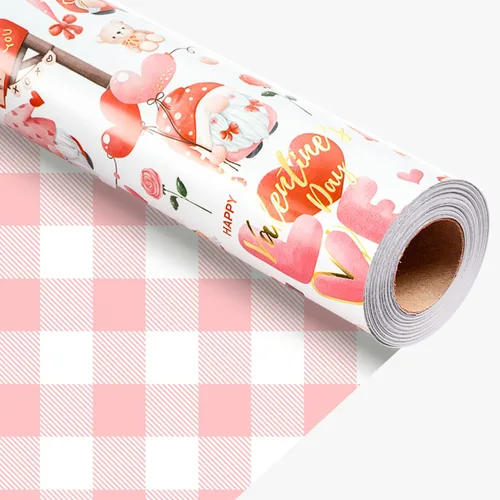 Miniatura 8 de Rollo de papel de regalo floral Merture - 43.2 cm X 10 m - 1 rollo (4.32 m². total) Papel de regalo rosa para boda Papel de regalo para boda