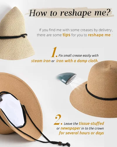 Miniatura 6 de Sombreros de sol para mujer con FPS 50, de algodón, con cordón de barbilla, de ala ancha, elegante de 21.6-23.6 pulgadas