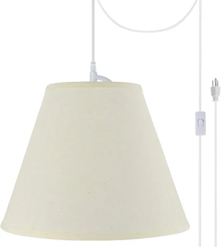 Miniatura 8 de Aspen Creative, 72306-11 - Kit de conversión de luz colgante de techo con pantalla de tela imperio de tapa dura, 14 pulgadas de ancho