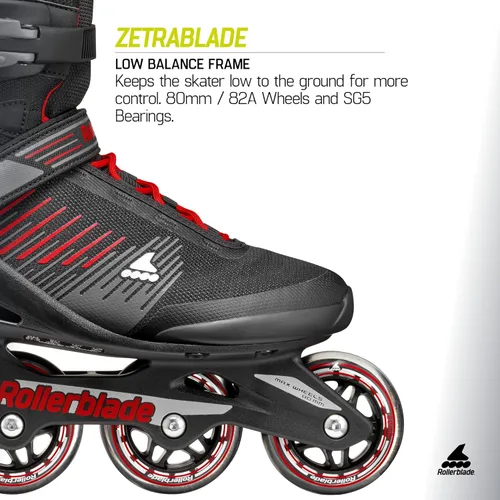 Miniatura 5 de Rollerblade Zetrablade - Patines en línea para hombres adultos, color negro y plateado