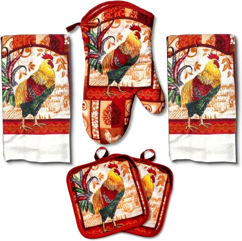 Miniatura 9 de Juego de toallas de cocina Café Latte de 5 piezas – Guante acolchado para horno y 2 agarraderas, perfecto para los amantes del café