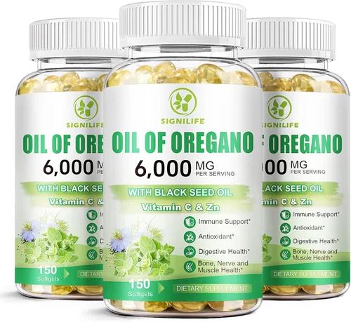 Miniatura 9 de Aceite de orégano con aceite de semilla negra, cápsulas de aceite de orégano de 6000 mg para apoyo inmunológico con alto contenido de carvacrol