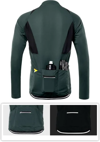 Miniatura 22 de ARSUXEO Camisetas de ciclismo de media cremallera para hombre Camisas de ciclismo de montaña de manga larga 6031