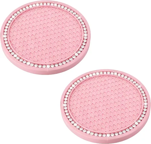 Miniatura 10 de BFXM 2 PCS Posavasos Brillantes para Portavasos de Auto, 2.75 pulgadas Diamante Universal Antideslizante de Silicona Posavasos para Portavasos