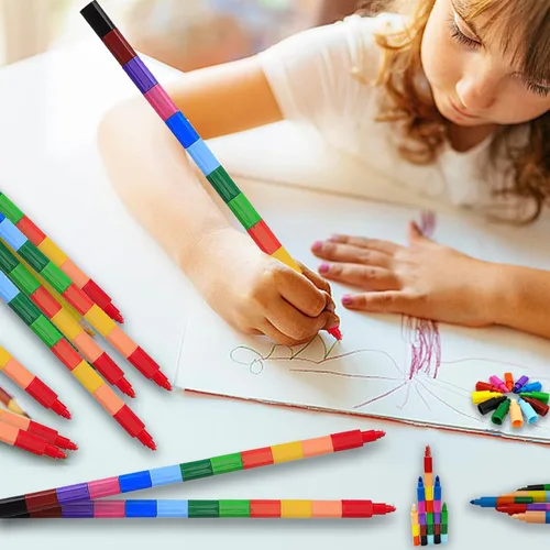 Miniatura 6 de 12 lápices de colores apilables para construir, lápices de arco iris apilables para niños, lápices apilables para niños, recuerdos de fiesta