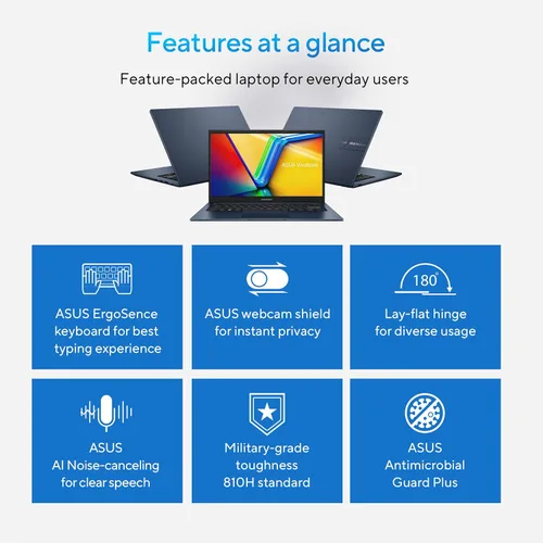 Miniatura 2 de ASUS 2023 Vivobook 14 Laptop, pantalla FHD de 14” (1920 x 1080), CPU Intel Core i5-1235U, gráficos Intel Iris Xᵉ, 8 GB de RAM, SSD de 256 GB
