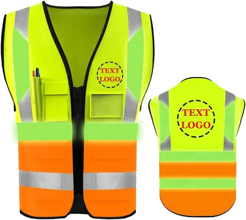 Miniatura 8 de Chaleco de Seguridad de Alta Visibilidad con Alta Reflectividad, Ropa de Trabajo de Seguridad Personalizada con Logotipo, Tiras Reflectantes
