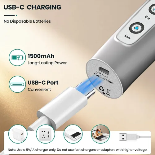 Miniatura 4 de Colarlemo Espumador de leche de mano recargable, varilla espumadora mezcladora de bebidas batidor eléctrico para café, desmontable con 3 batidores