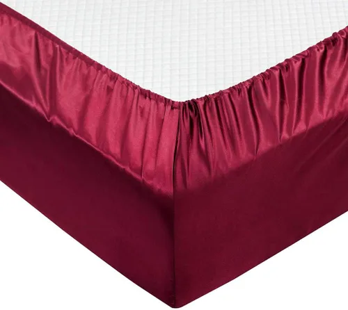 Miniatura 4 de Thmyo Juego de ropa de cama de satén de 3 piezas, sábana bajera ajustable de satén con fundas de almohada, suave, cómoda, hipoalergénica