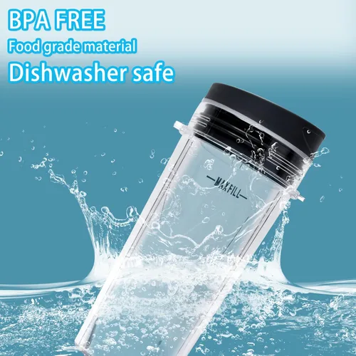 Miniatura 6 de Juego de vasos de licuadora de 16 oz compatible con piezas de repuesto Ninja, tazas de licuadora de una sola porción+tapas para sorber y sellado