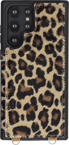 Miniatura 3 de Bayelon Funda cruzada de cuero compatible con Samsung Galaxy S23 Ultra, funda de cuero de grano completo con correa de cuero para el hombro Leopard