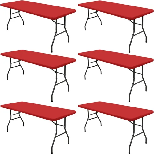 Miniatura 17 de Pack de 6 manteles de picnic elásticos ajustados para mesas rectangulares de 6 pies, impermeables, lavables, de spandex para patio, plegables