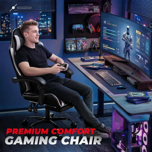 Miniatura 3 de Silla para Videojuegos Ergonómica Auto Dynasty, Silla de Oficina de Respaldo Alto con Soporte Lumbar Ajustable, Respaldo Articulado, Reposacabezas