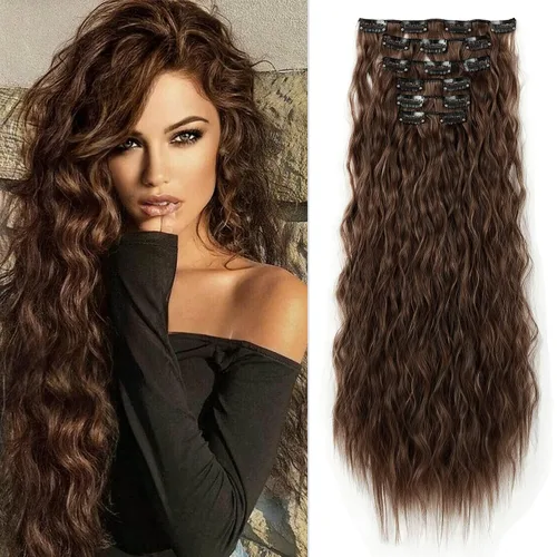 Miniatura 16 de LONAI - Extensiones de cabello con clip, 6 piezas, rizadas, de 24" de largo, sintéticas, para mujer, color rubio ceniza natural
