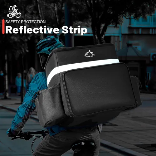 Miniatura 5 de GoHimal - Mochila de entrega de alimentos, bolsas aisladas para entrega en bicicleta, bolsa grande de entrega de pizza para CALIENTE/FRÍO con 4