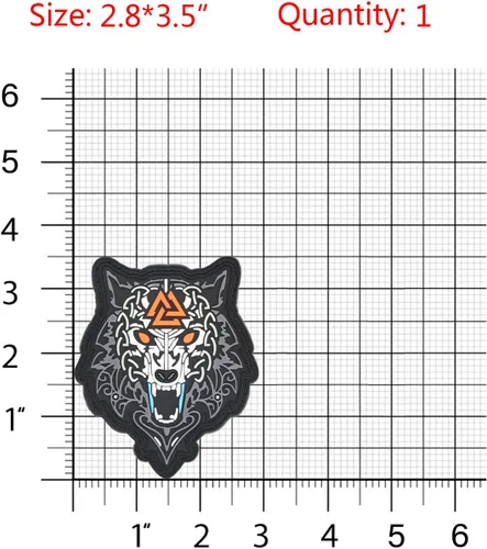 Miniatura 2 de Parche de PVC con insignia de moral de lobo vikingo de Odin Valknut
