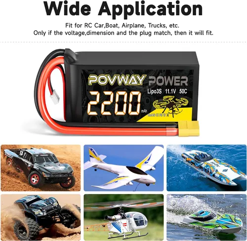 Miniatura 4 de 3S Lipo Battery 50C 2200mAh 11.1V Shorty Lipo Batería con enchufe XT60 para coche RC Camión RC Vehículos RC Avión Quadcopter Helicóptero FPV RC