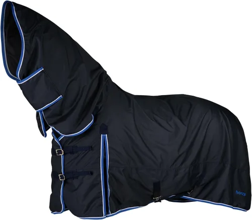 Miniatura 3 de HORZE Glasgow - Manta de invierno impermeable de peso medio con cubierta para el cuello (relleno de 5.29 oz), color azul oscuro, 66 pulgadas