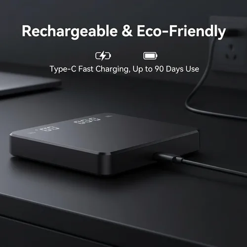 Miniatura 4 de Partyreal Báscula digital de café de cocina, báscula delgada con tara, unidades g/oz/ml, pantalla retroiluminada, recargable USB-C (cable incluido)
