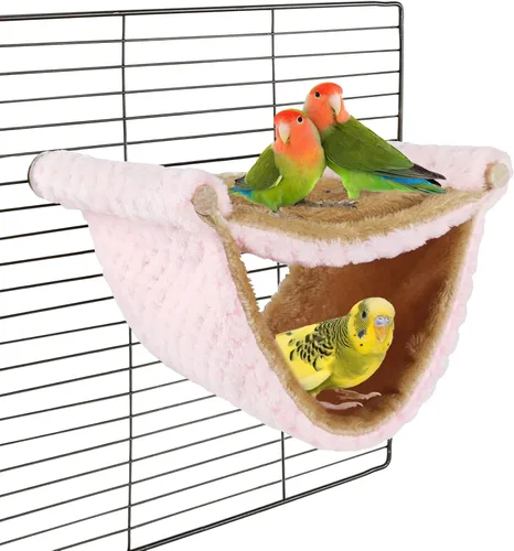 Miniatura 14 de BWOGUE Cama nido hamaca colgante cálida de invierno para pájaros, cabaña para acurrucarse, casa tienda juguete de loro, percha de jaula de pájaros