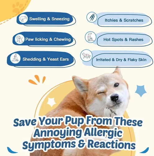 Miniatura 3 de ZEBORA Masticables para alergias para perros, apoyan las alergias estacionales y el alivio de la picazón, probióticos + omega-3 + calostro