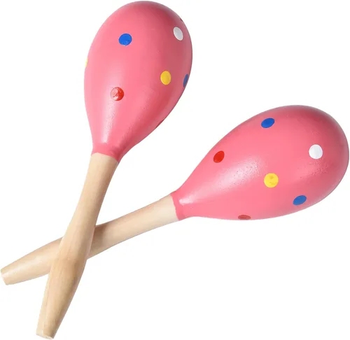 Miniatura 11 de Maracas para adultos y niños, 2 unidades de 9 pulgadas de maraca de madera para recuerdos de fiesta, color azul