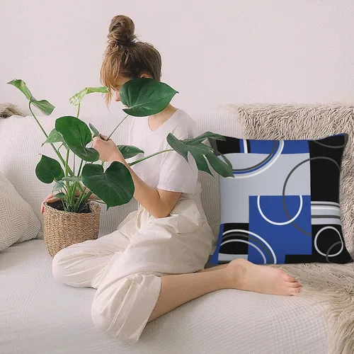 Miniatura 7 de Fundas de almohada de 18 x 18 pulgadas, diseño geométrico de remolinos en espiral, fundas de cojín con rayas abstractas de rayas geométricas a
