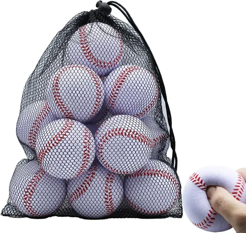 Magicorange Béisbol, pelotas de espuma 12 pelotas pack de entrenamiento y práctica pelotas de béisbol sin marcar para lanzamiento suave, bateo,