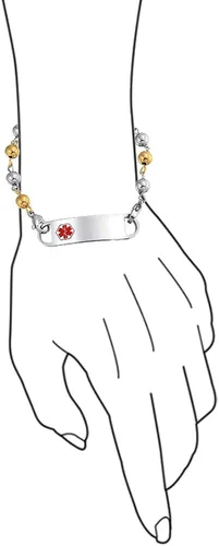 Miniatura 3 de Pulsera de cadena de eslabones personalizable con identificación de alerta médica para mujer, de acero inoxidable, 7.5 pulgadas