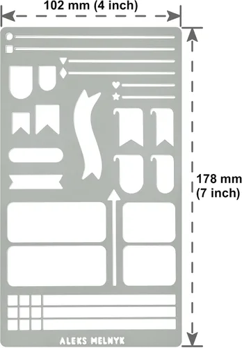 Miniatura 4 de Aleks Melnyk No.62 Plantilla de metal para diario con balas – Plantilla reutilizable de acero inoxidable para planificador, álbumes de recortes