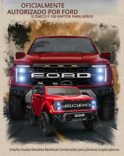 Miniatura 2 de First Ride On Juguetes de montar de 2 plazas de 24V para niños, vehículos eléctricos Ford F-150 Raptor con licencia para niños con control remoto
