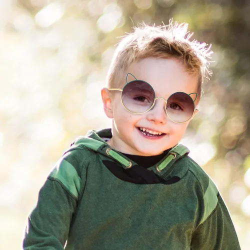 Miniatura 5 de FAA'N Gafas de sol para niños, decoraciones de fiesta geniales de metal con orejas de gato redondas para niñas, bonitos regalos para niños