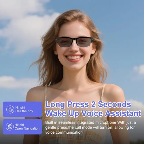 Miniatura 8 de Lentes inteligentes para hombres y mujeres, gafas Bluetooth con lentes fotocromáticas, micrófono y altavoces integrados, IPX5 impermeable, asistente