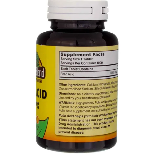 Miniatura 4 de Nature's Blend Ácido fólico 1000 mcg - 1000 comprimidos Paquete de 3