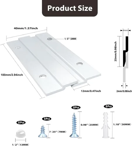Miniatura 2 de Colgador de Cuadros con Riel Francés, Colgador Z de Aluminio Sistema de Montaje en Pared Entrelazado Kit de Herrajes Clips Z para Colgar Cuadros