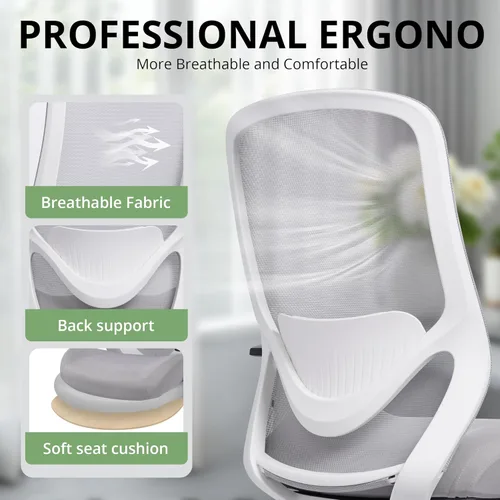 Miniatura 6 de Silla de dibujo de oficina, silla de oficina ergonómica ajustable de altura alta con reposapiés, silla de escritorio con respaldo alto